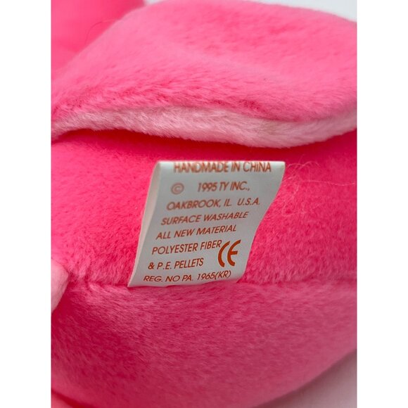 Ty Beanie Babies Pinky Flamingo Plush 1995 Pink Stuffed Animal Collectible Toy - Picture 4 of 5